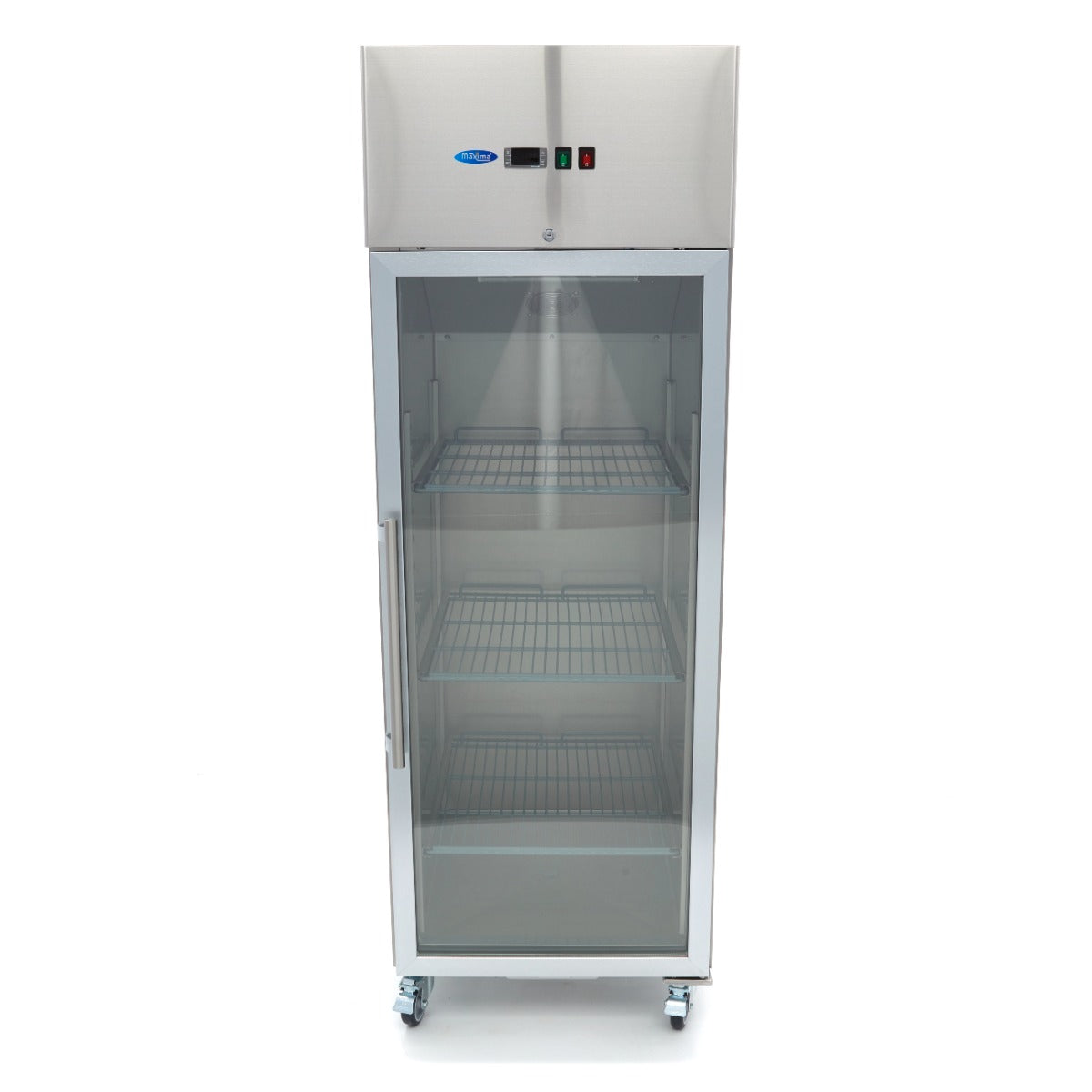 Frys - 600L - 3 justerbara hyllplan (2/1GN) - Rostfritt stål - med glasdörr