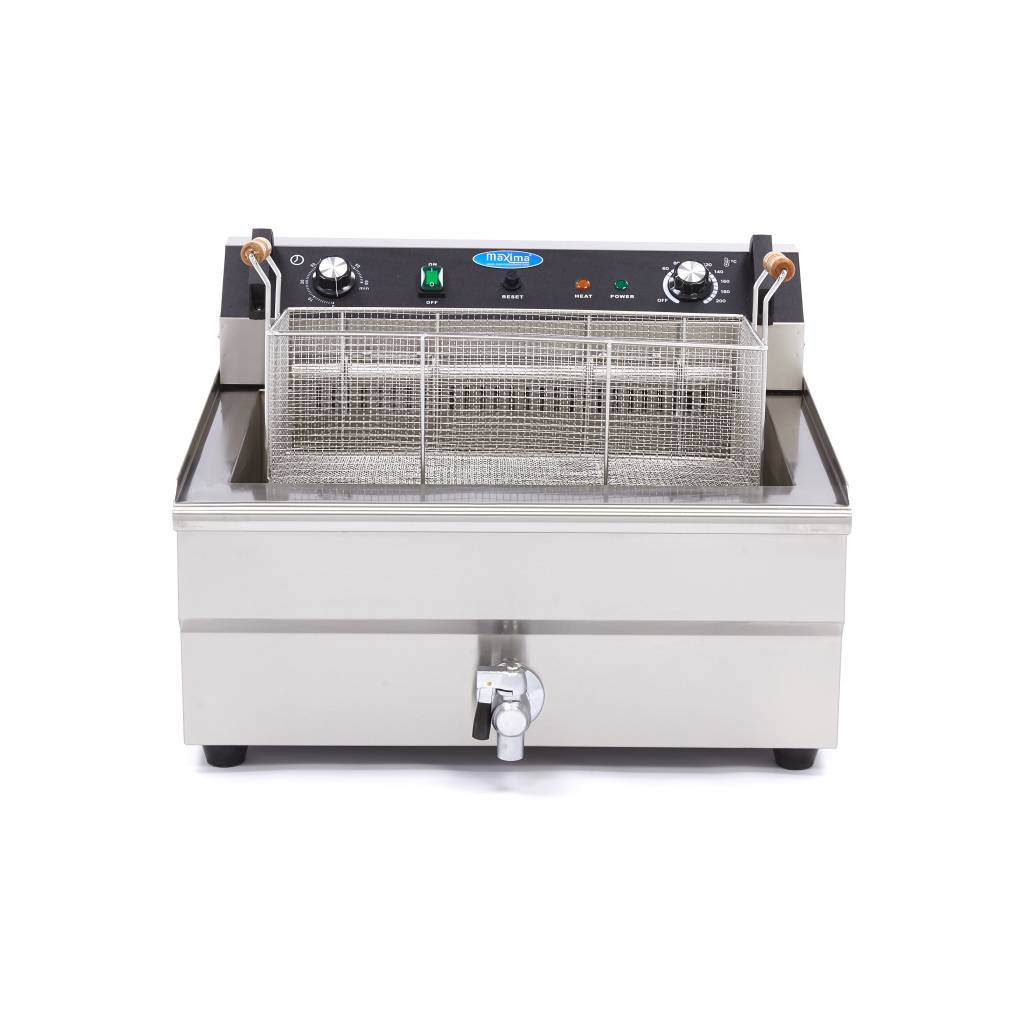 Friteringskastrull - 30L - 1 korg - med avtappningskran