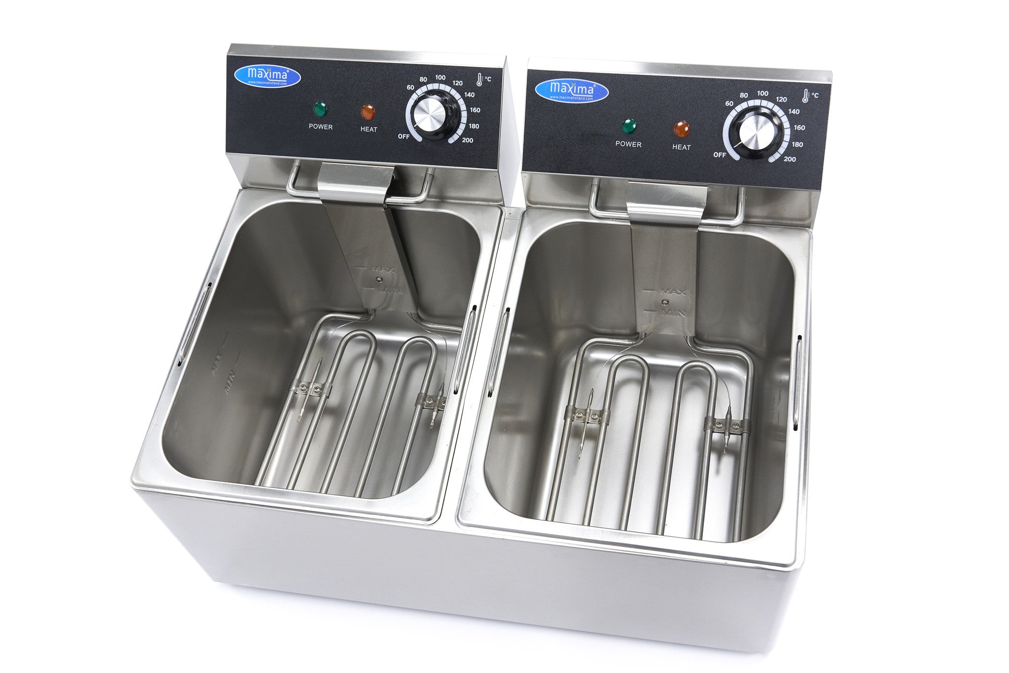 Friteringskastrull - 2 x 8L - 2 korgar - upp till 2,8 kg pommes frites