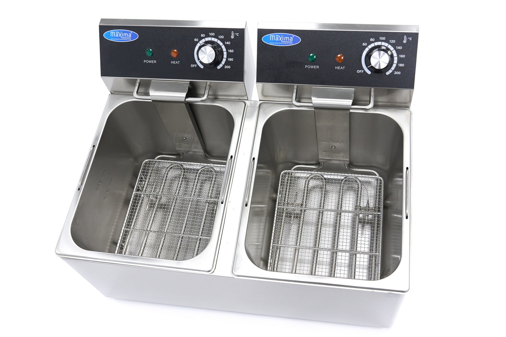 Friteringskastrull - 2 x 8L - 2 korgar - upp till 2,8 kg pommes frites