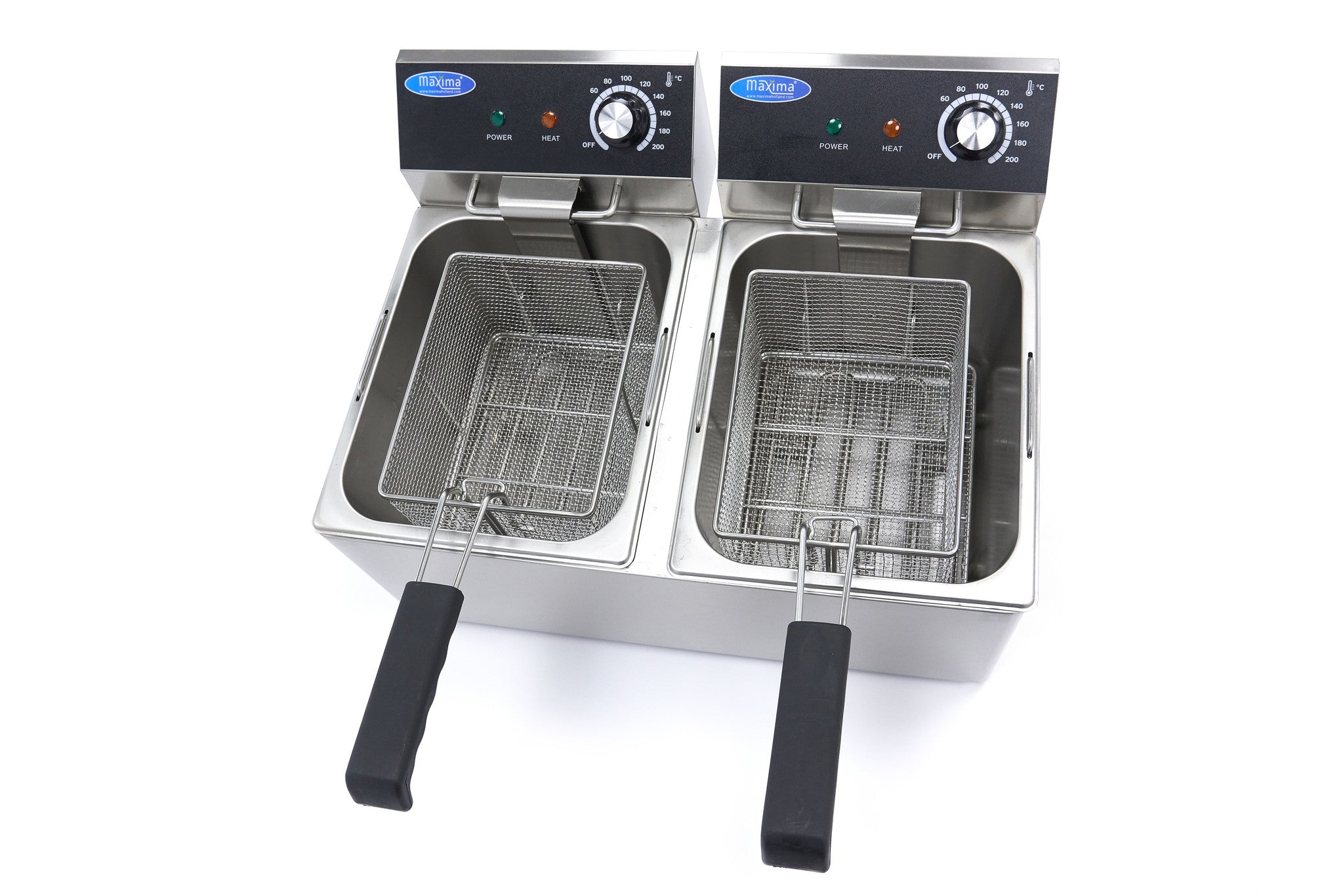 Friteringskastrull - 2 x 8L - 2 korgar - upp till 2,8 kg pommes frites