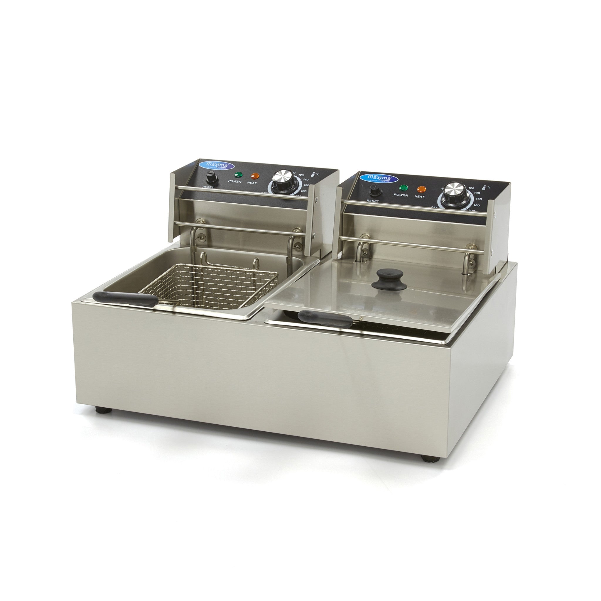 Friteringskastrull - 2 x 6L - 2 korgar - upp till 2,4 kg pommes frites