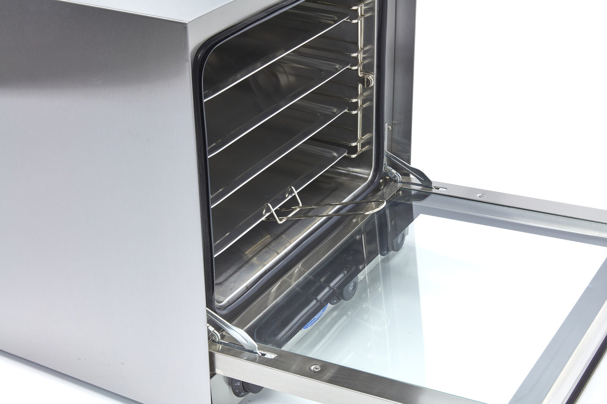 Varmluftsugn - Grill - Passar 4 plåtar - Inbyggd timer - upp till 300°C