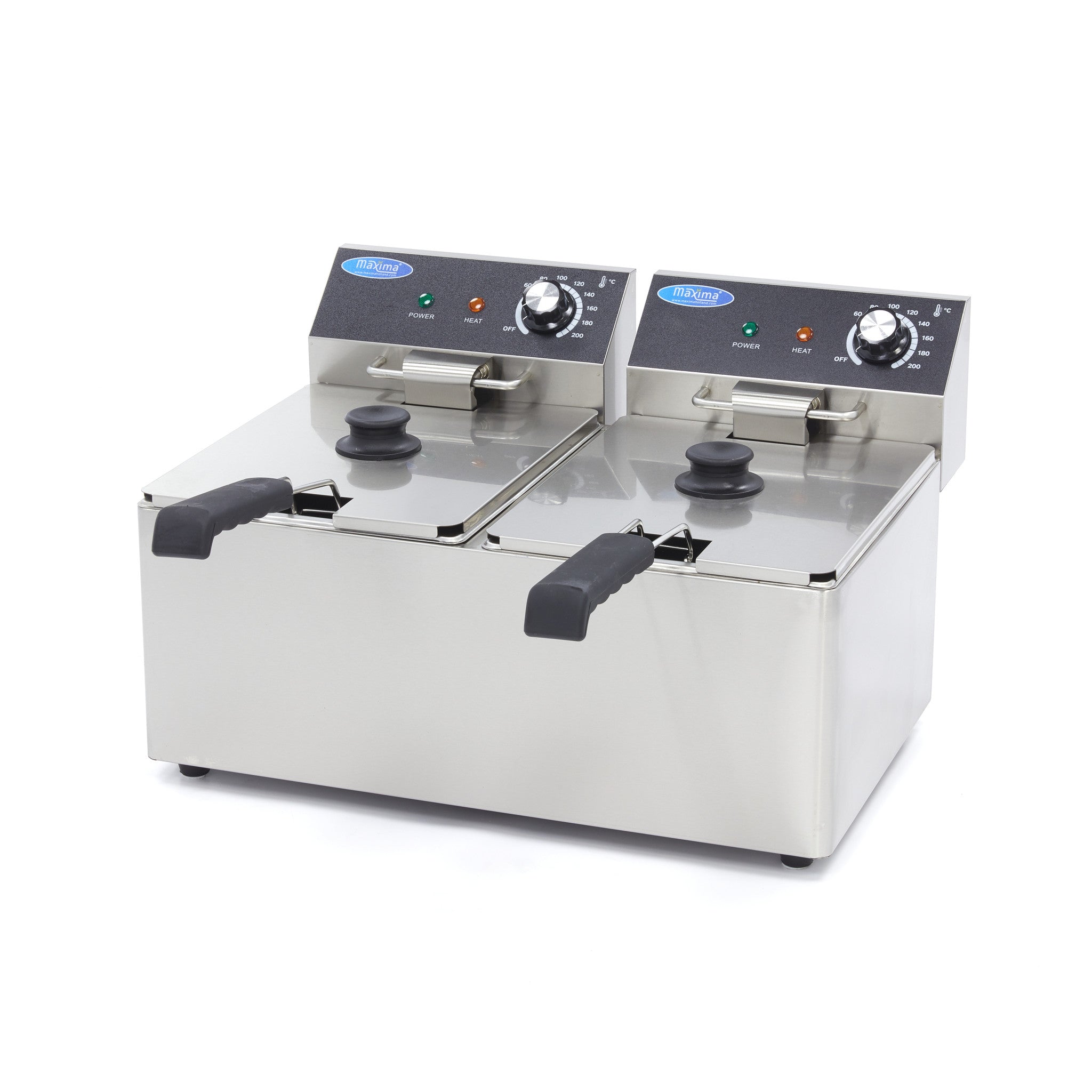 Friteringskastrull - 2 x 8L - 2 korgar - upp till 2,8 kg pommes frites