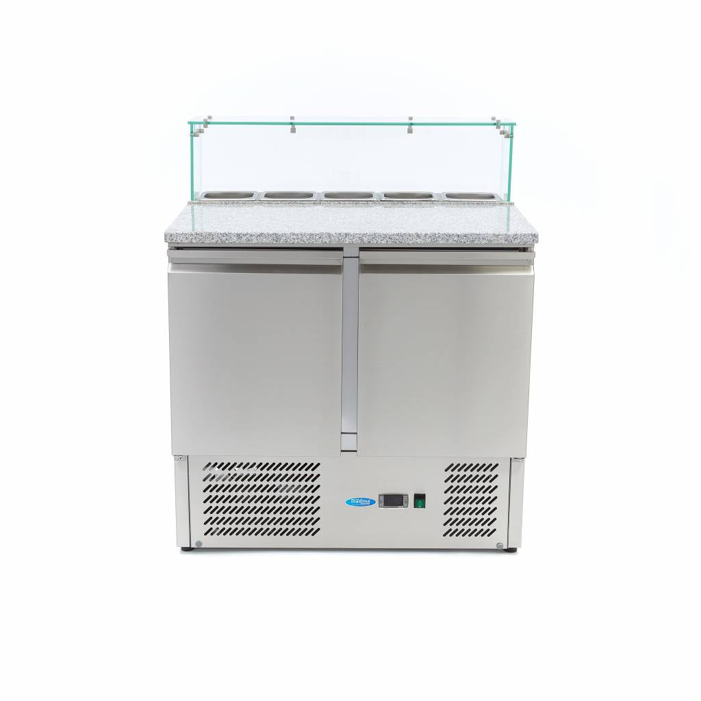 Coolt bord / pizzabänk - 90cm - 2 luckor - Passar 5 x 1/6 GN - inkl