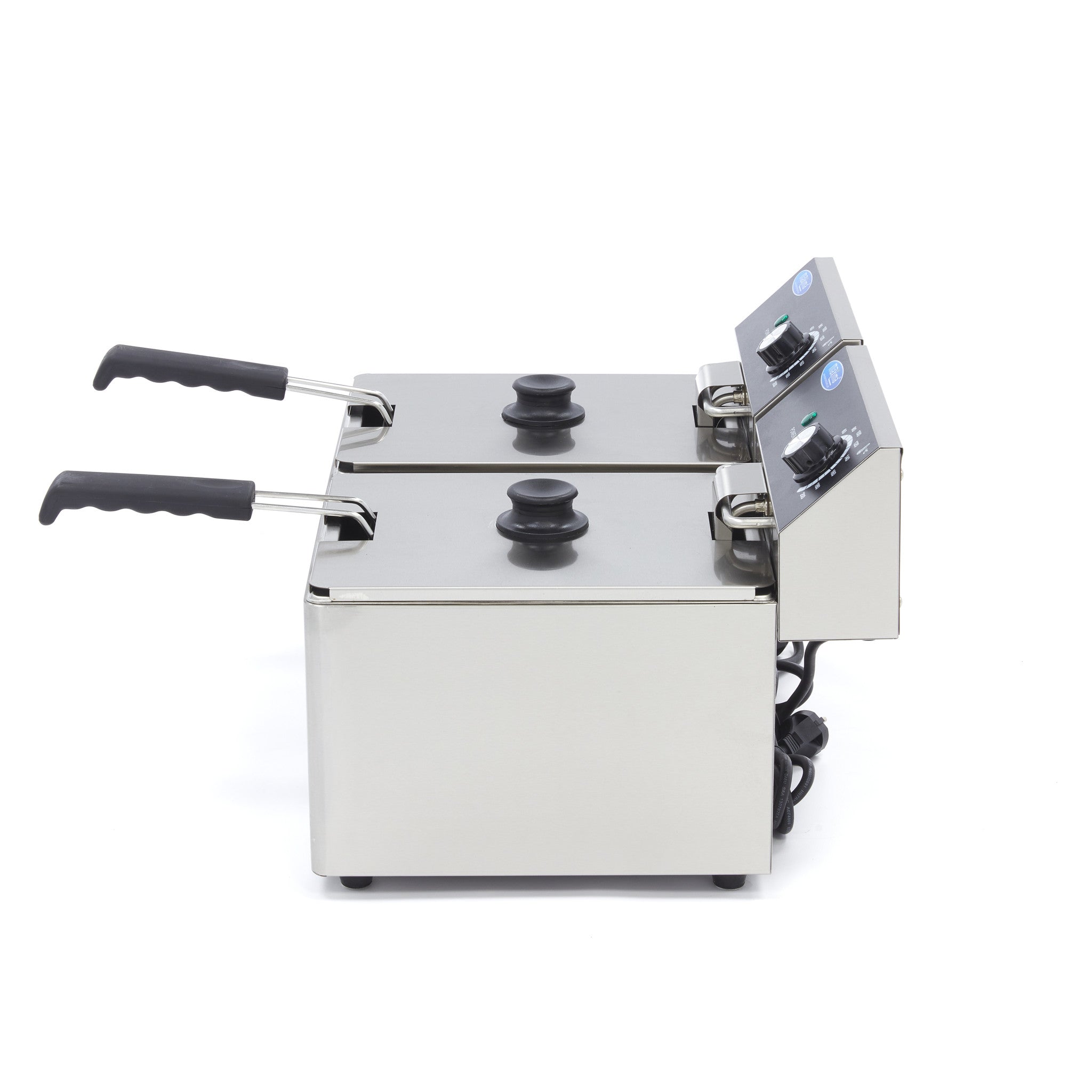Friteringskastrull - 2 x 8L - 2 korgar - upp till 2,8 kg pommes frites