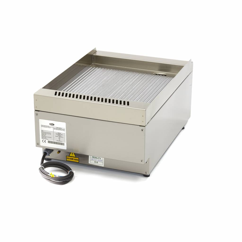 Grillplåt av professionell kvalitet - räfflad - Enkel enhet - 60 cm djup - Elektrisk - 400V