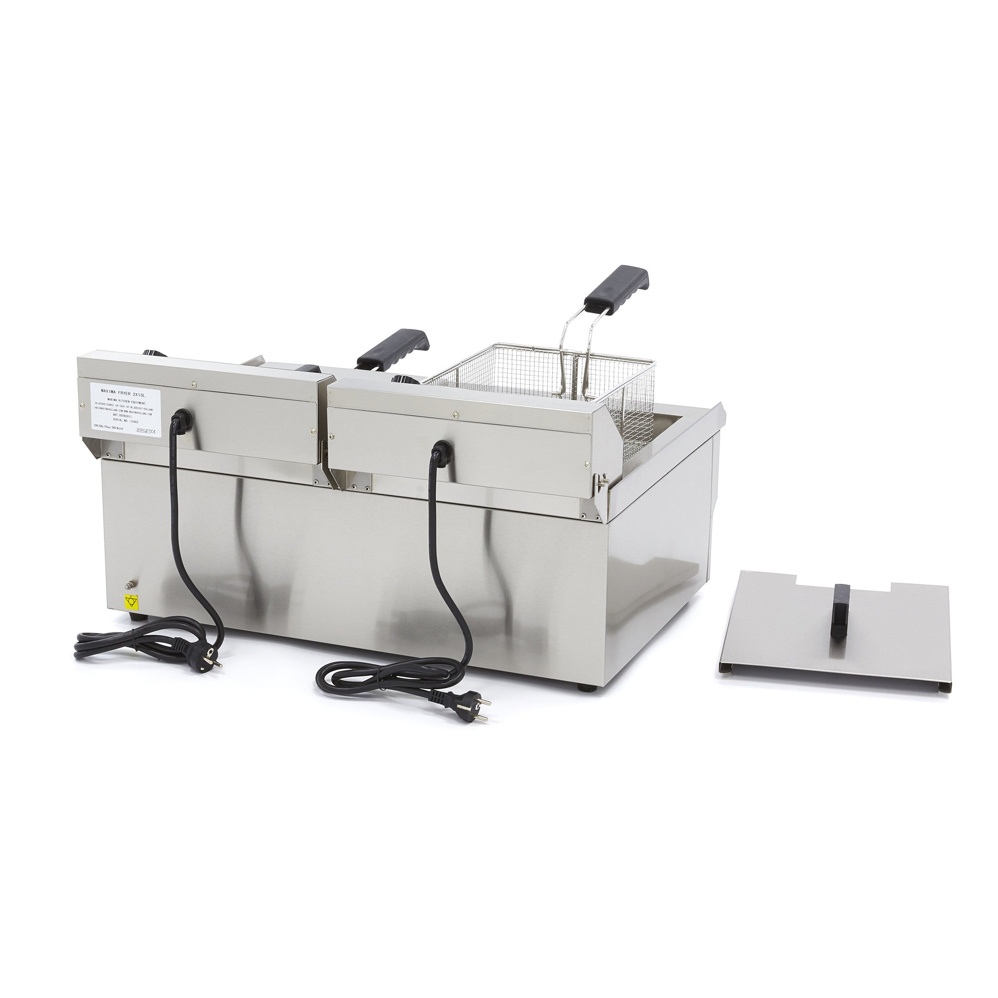 Friteringskastrull - 2 x 16L - 2 korgar - med avtappningskran