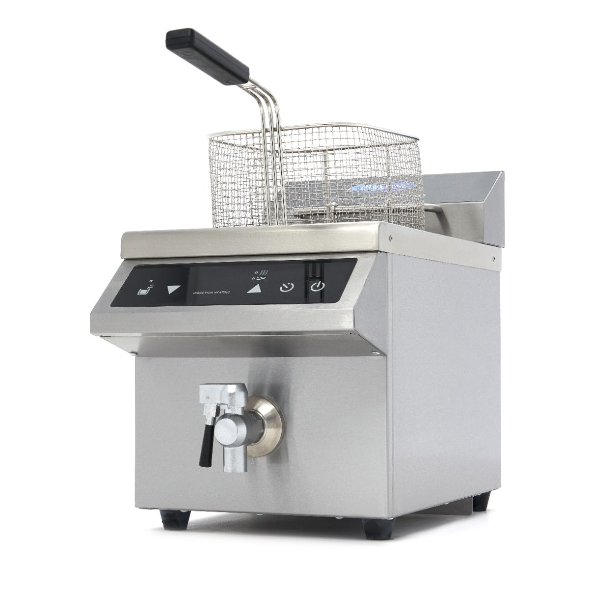 Friteringskastrull - 8L - 1 korg - Induktion - med avtappningskran