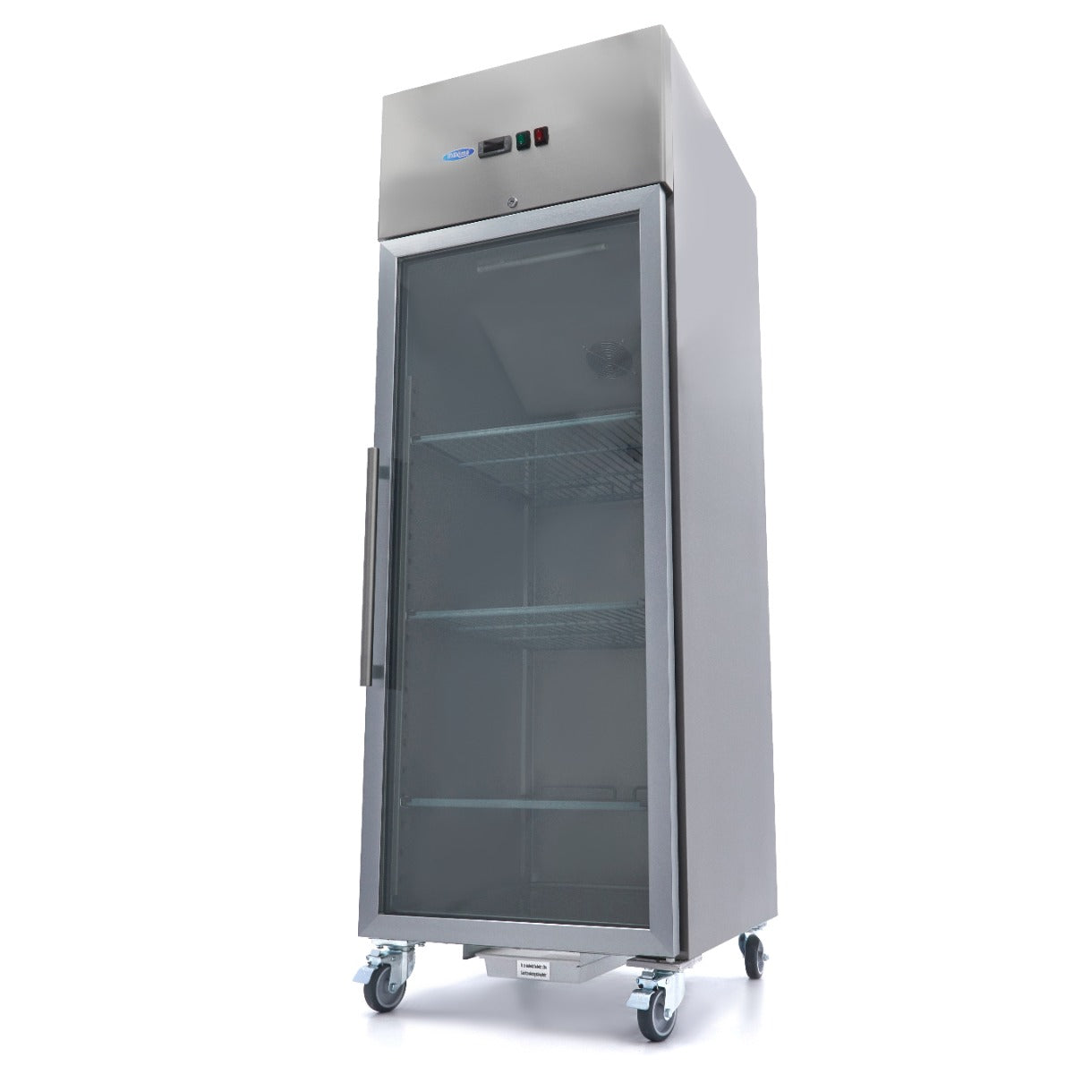 Frys - 600L - 3 justerbara hyllplan (2/1GN) - Rostfritt stål - med glasdörr