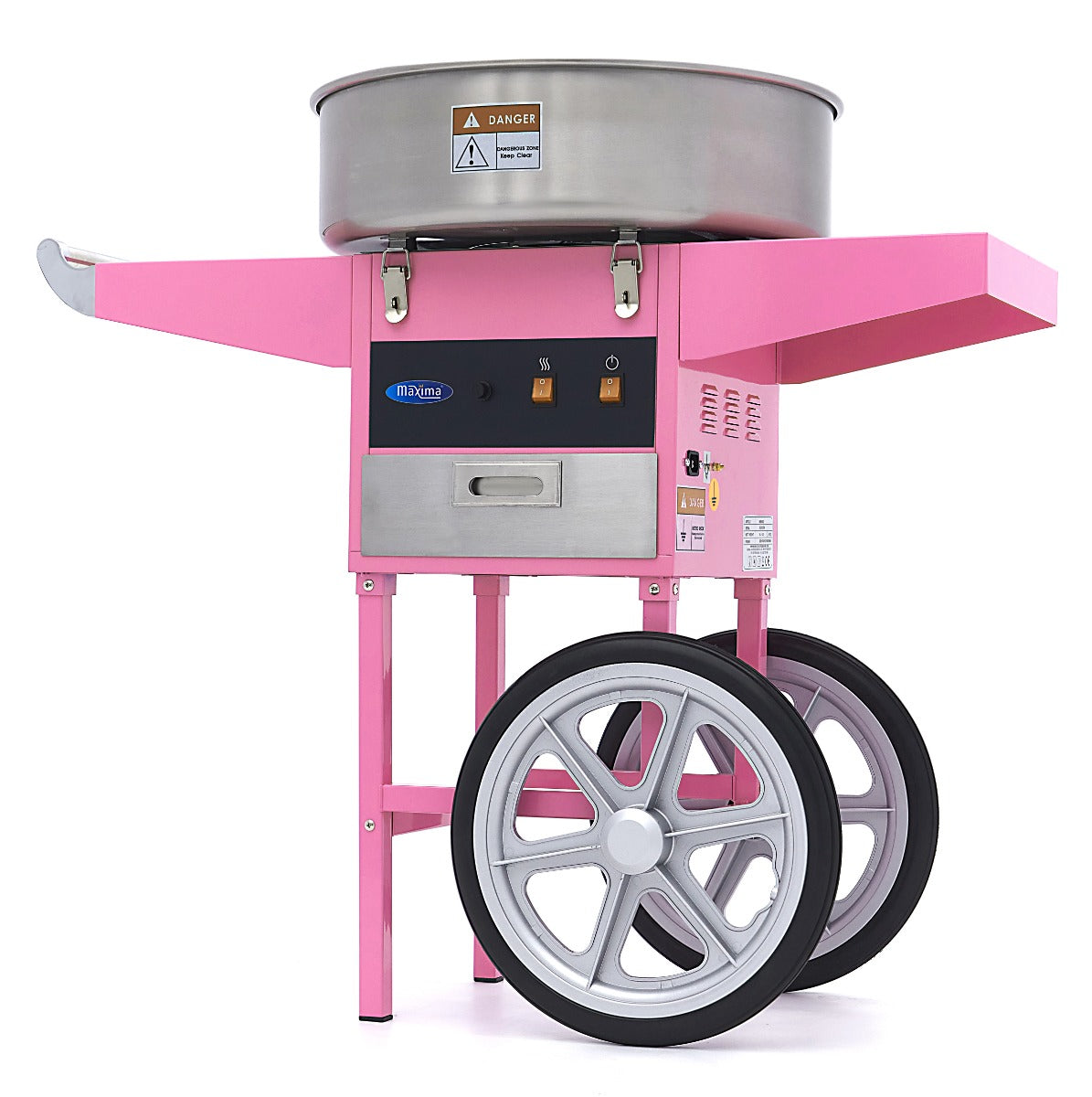 Candy Floss Maskin – Ø 52cm – Rosa – med vagn