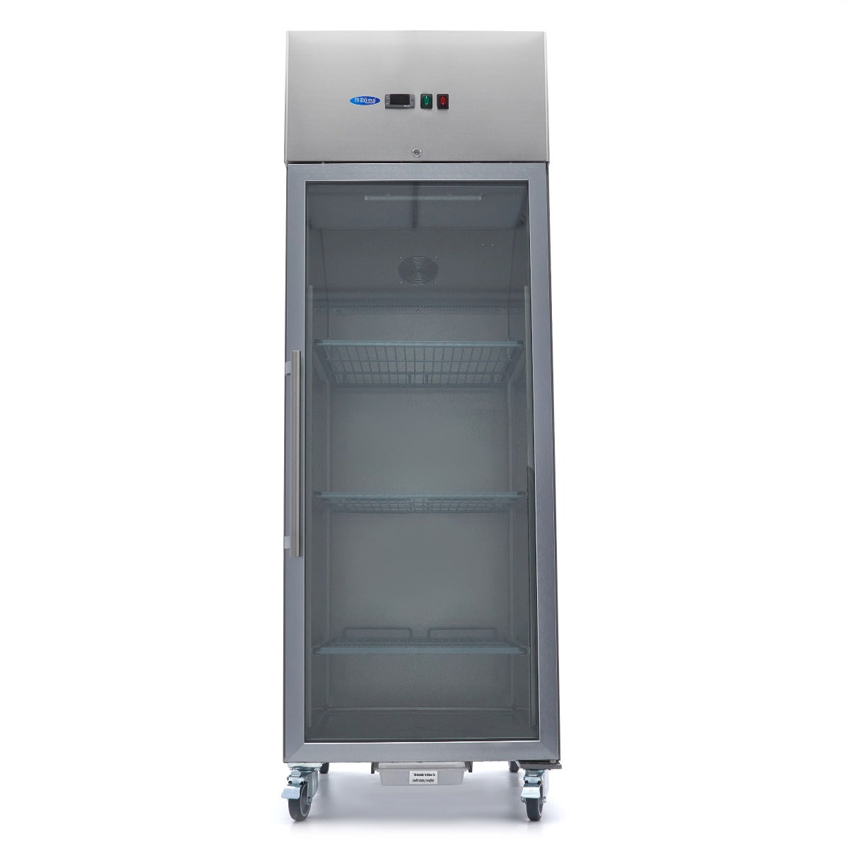 Frys - 700L - 3 justerbara hyllplan (2/1 GN) - Rostfritt stål - med glasdörr