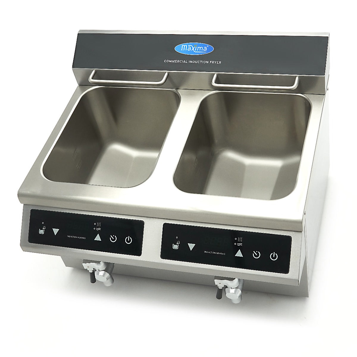 Friteringskastrull - 2 x 8L - 2 korgar - med avtappningskran - Induktion
