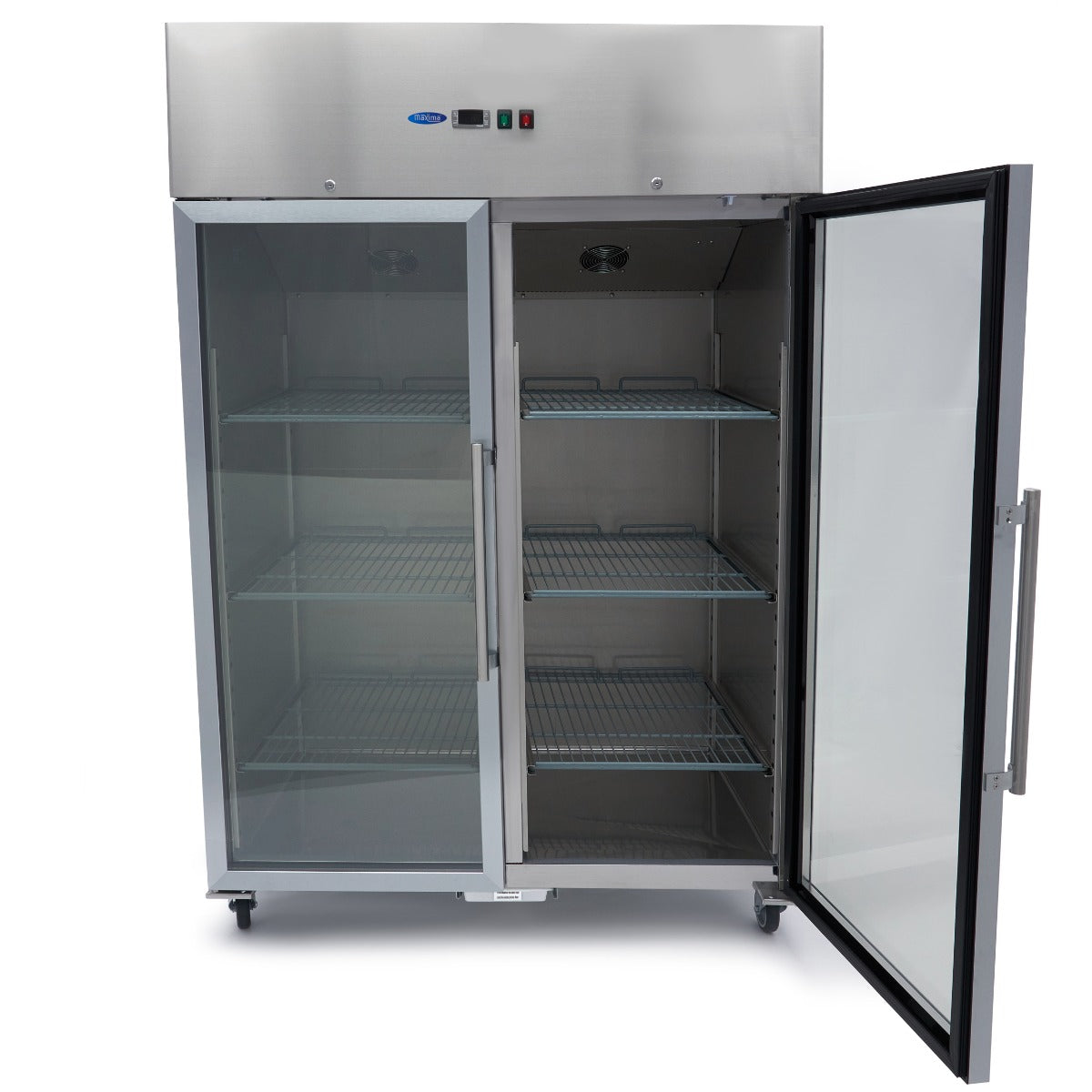 Frys - 1200L - 6 justerbara hyllplan (2/1GN) - Rostfritt stål - med glasdörr