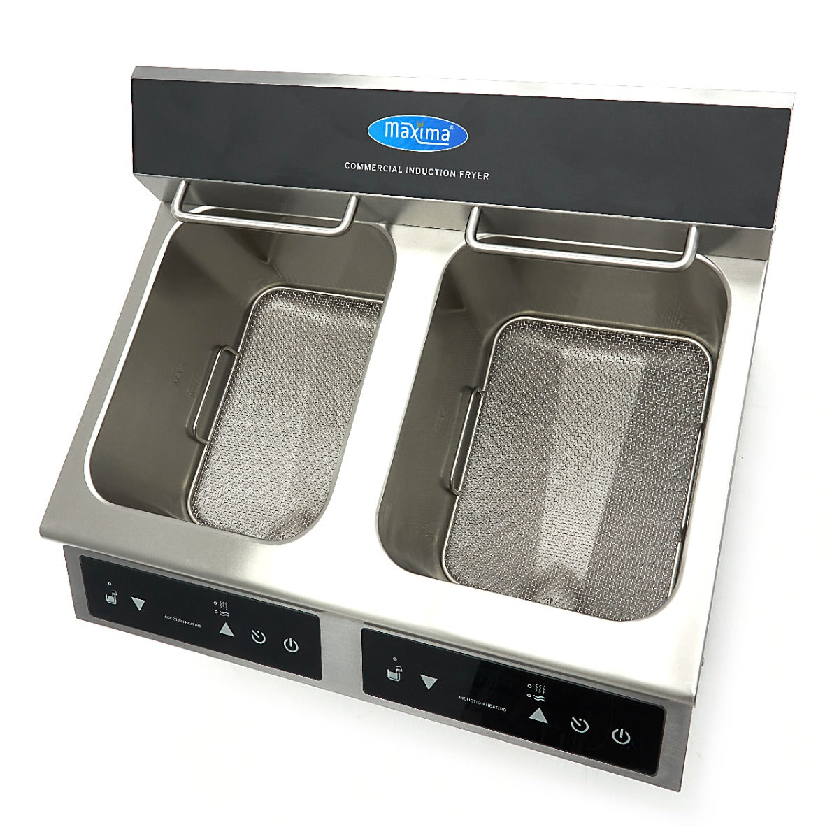 Friteringskastrull - 2 x 8L - 2 korgar - med avtappningskran - Induktion