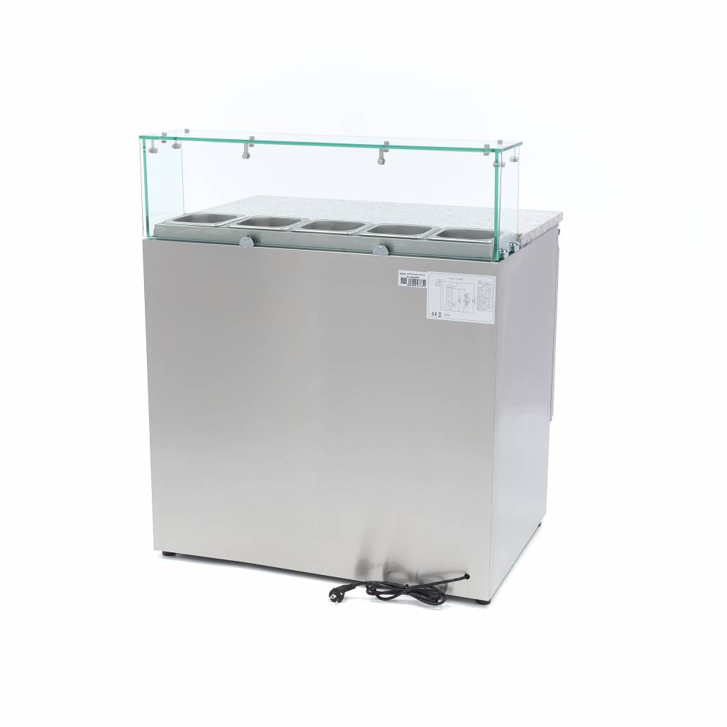Coolt bord / pizzabänk - 90cm - 2 luckor - Passar 5 x 1/6 GN - inkl