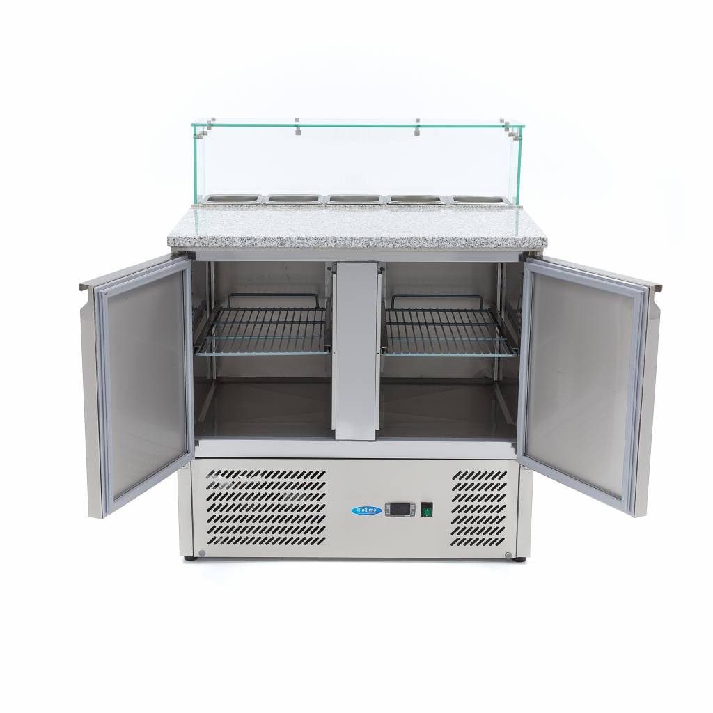 Coolt bord / pizzabänk - 90cm - 2 luckor - Passar 5 x 1/6 GN - inkl