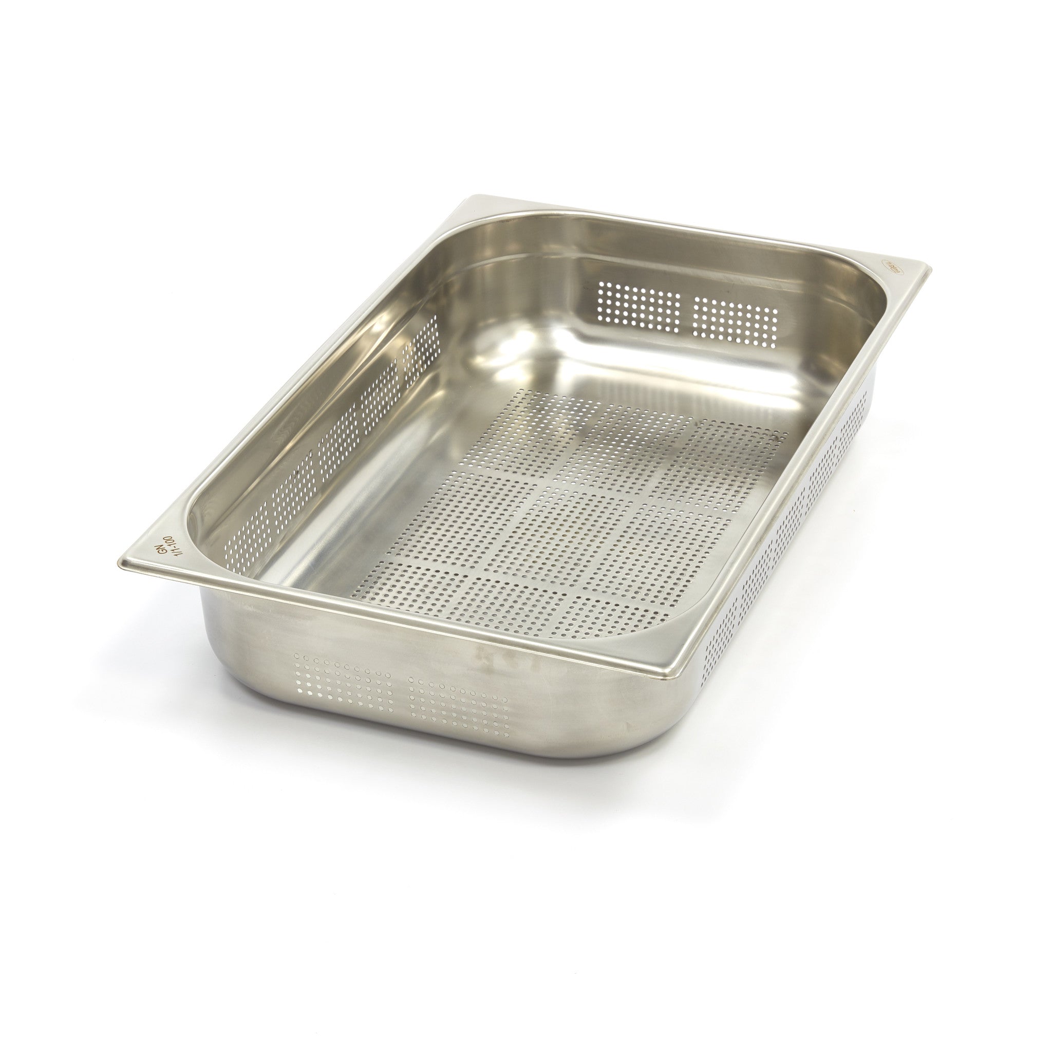 Gastronorm behållare - 3 stycken - 1/1 GN - 10 cm djup - rostfritt stål - perforerat