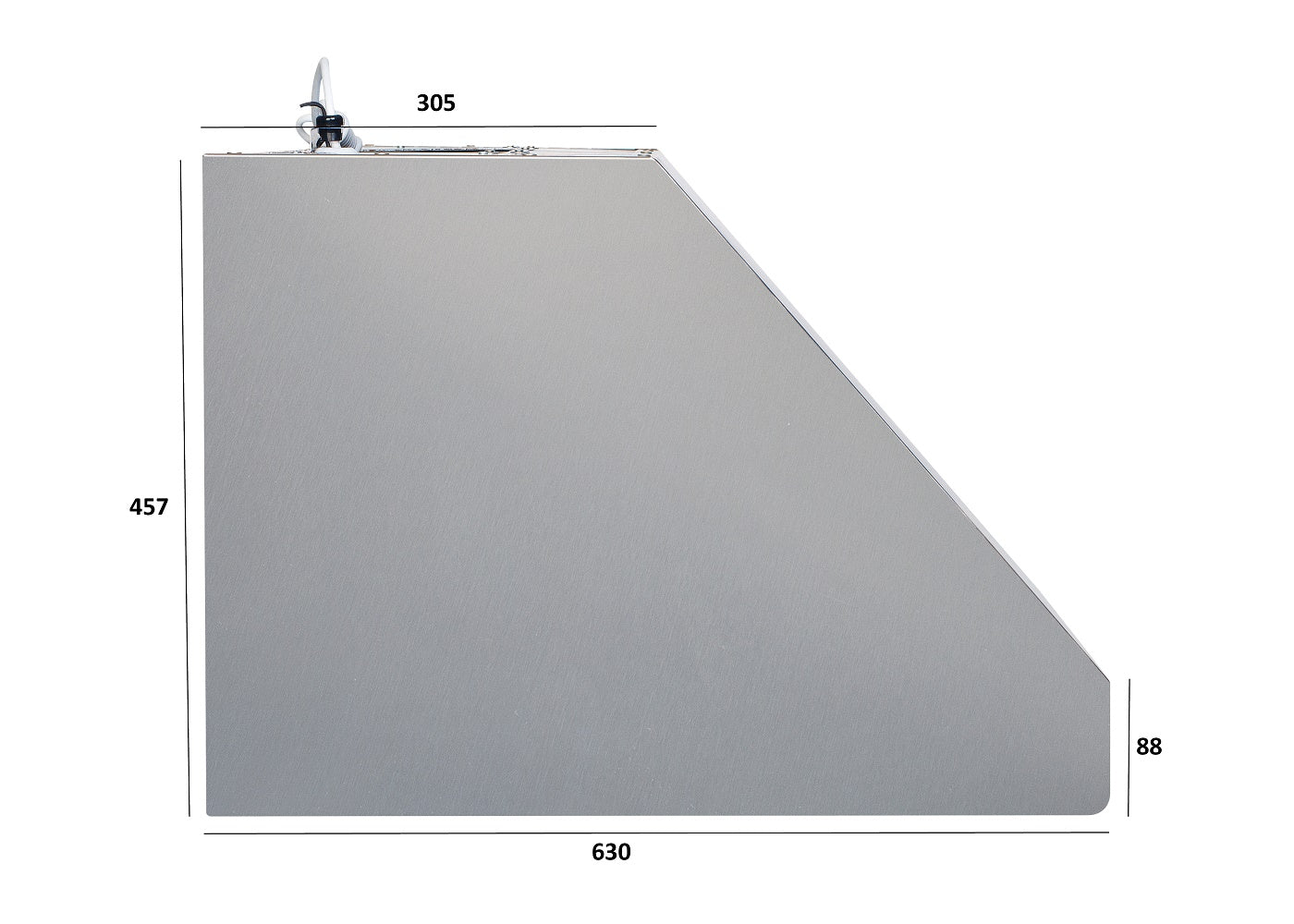 Industrihuv - väggmonterad m/motor - 120 cm bred - 63 cm djup