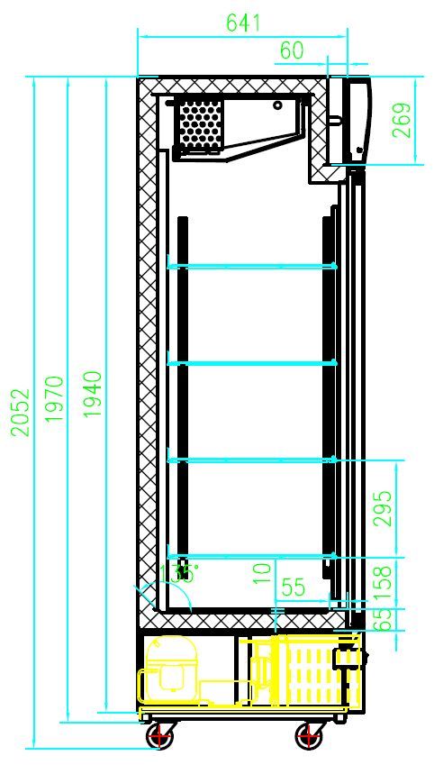 Industrifrys - 2 dörrar - Svart - 1079 liter
