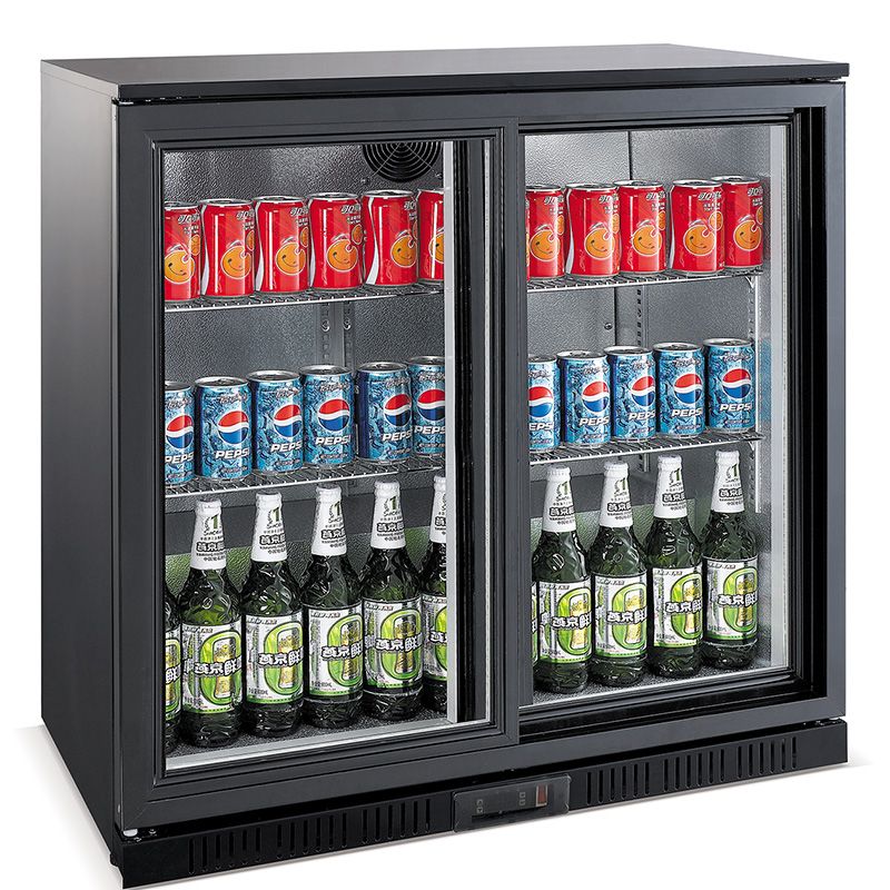 Backbar - Barkylskåp Topline - 2 dörrar / skjutdörrar - Svart