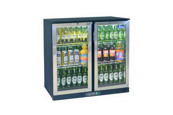 Backbar - Flaskkyl - 2 dörrar - Svart/Stål
