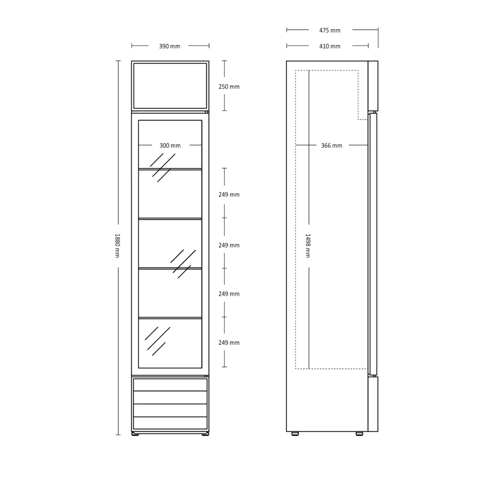 Flaskkyl / Displaykyl - 133 liter