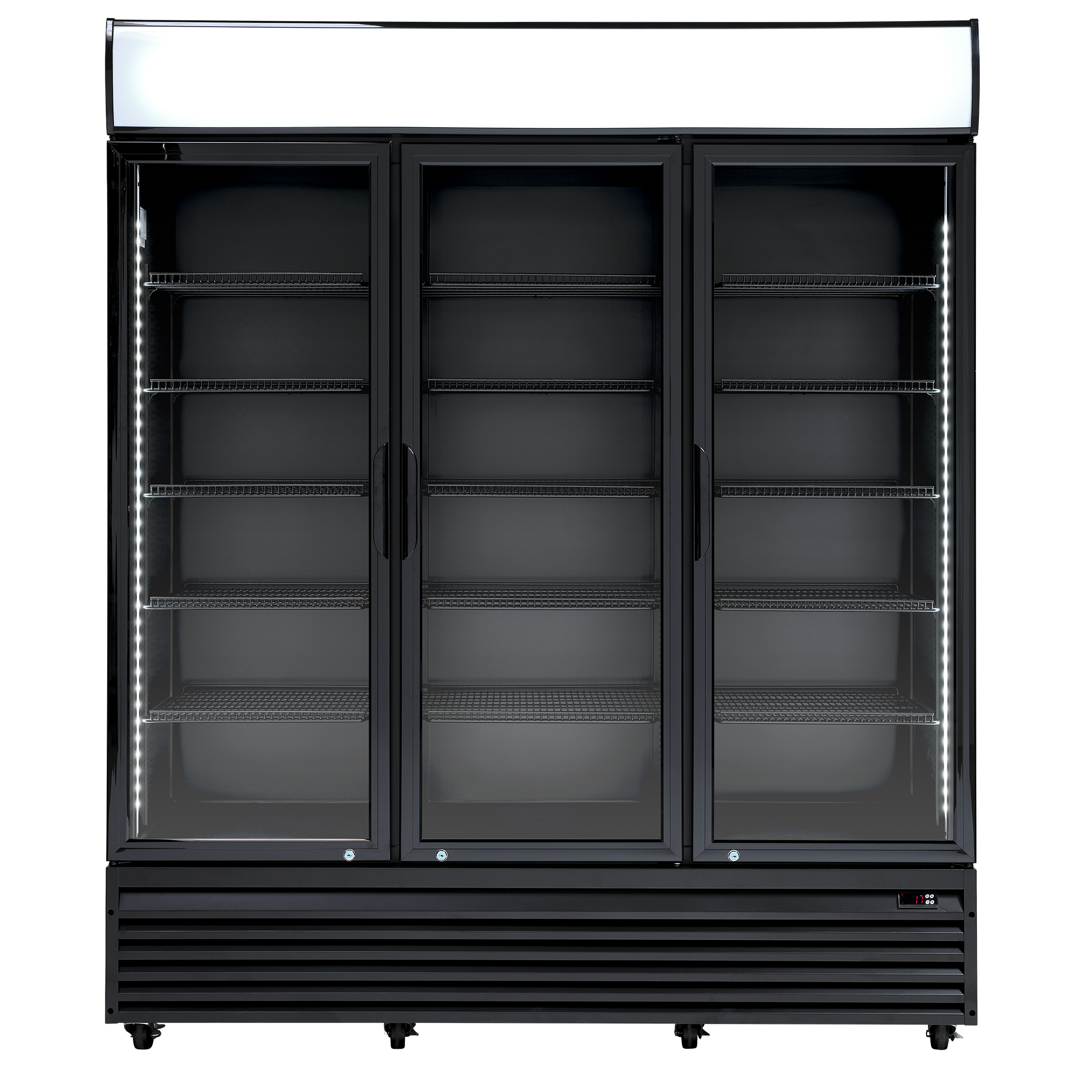 Displaykyl - 1150 liter - 3 dörrar - svart