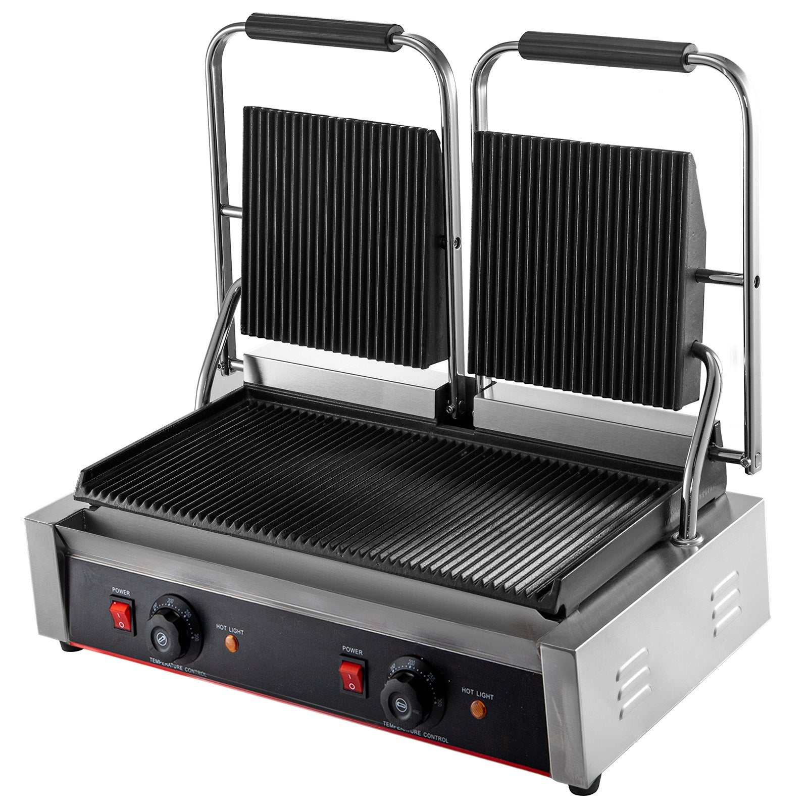 Kontaktgrill / Klämgrill - Räfflad yta - 490 x 230 mm